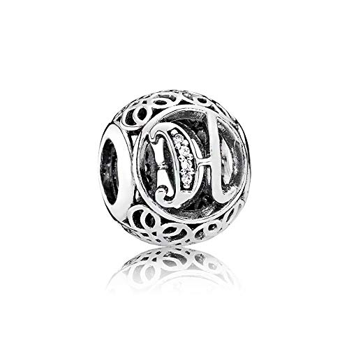 La Menars Vintage Alphabet Letter Charm 925 Sterling Silber Charms mit klarem Cubi Ziconia Kompatibel mit europäischen Armbändern & Halsketten Geburtstagsgeschenk für Frauen & Mädchen(Buchstabe H) von La Menars