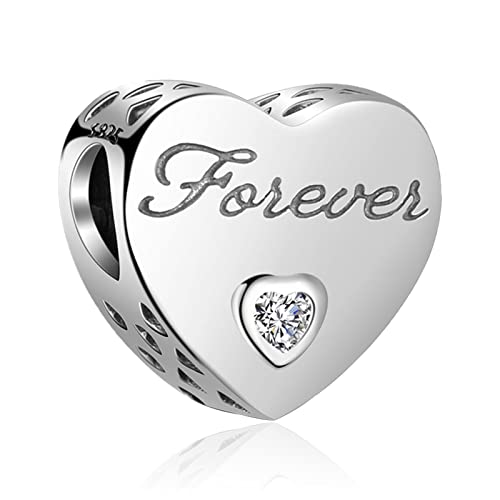 LAMENARS I Love You Liebe Herzbecher Charms Anhänger 925 Sterling Silber für Armbänder und Halsketten (“I Love You Forever” Kristall) von La Menars