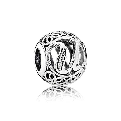 LaMenars Vintage Alphabet Letter Charm 925 Sterling Silber Charms mit klarem Cubi Ziconia Kompatibel mit europäischen Armbändern & Halsketten Geburtstagsgeschenk für Frauen & Mädchen(Buchstabe U) LaMenars Vintage Alphabet Letter Charm 925 Sterling Silber Charms mit klarem Cubi Ziconia Kompatibel mit europäischen Armbändern & Halsketten Geburtstagsgeschenk für Frauen & Mädchen(Buchstabe U) von LaMenars