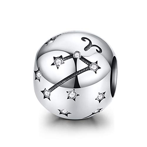 LaMenars Damen 12 Konstellationen Sternzeichen Stern Bead Charms 925 Sterling Silber Anhänger für Pandora, Chamilia & European Charm Armbänder & Halsketten (der Widder: 3.21-4.19) von LaMenars