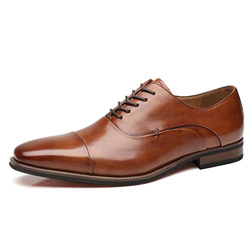 La Milano Herren-Schnürschuhe aus Leder mit Zehenkappe, Oxford, klassisch, modern, Business-Schuhe für Herren, Braun (Micah-3-cognac), 40 EU von La Milano