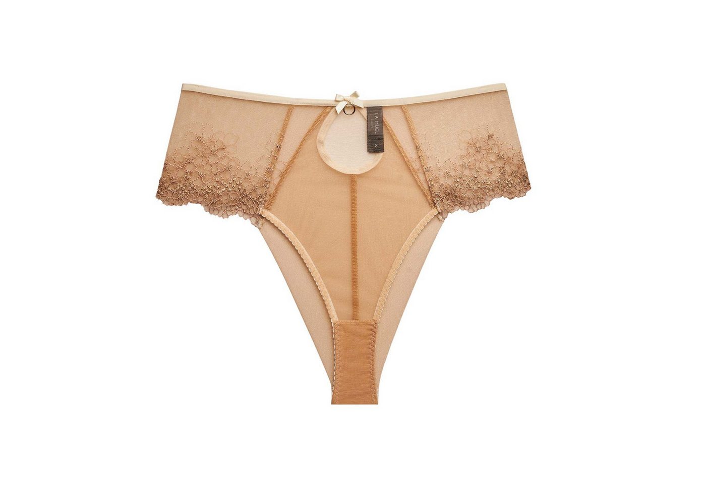 La Muel Lingerie High-Waist-Slip mit besonderem Rückenteil und goldenen Akzenten Tropfenausschnitt von La Muel Lingerie