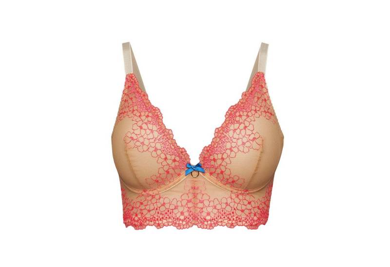 La Muel Lingerie Longline-BH Hingucker deep Plunge mit neon pinker Stickerei, Cup C-I tiefes Dekolleté von La Muel Lingerie