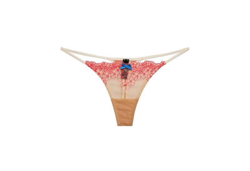 La Muel Lingerie String mit knallig neon pinker Stickerei von La Muel Lingerie