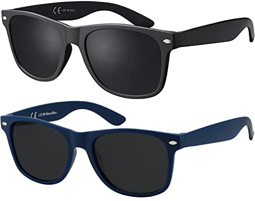 La Optica B.L.M. Herren Sonnenbrille UV400 Damen Unisex Retro Vintage - Set Matt Schwarz, Dunkelblau Navy - Gläser Grau La Optica B.L.M. Herren Sonnenbrille UV400 Damen Unisex Retro Vintage - Set Matt Schwarz, Dunkelblau Navy - Gläser Grau von La Optica B.L.M.