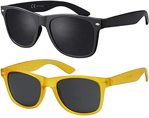 La Optica B.L.M. Herren Sonnenbrille UV400 Damen Unisex Retro Vintage - Set Matt Schwarz, Honig Transparent - Gläser Grau La Optica B.L.M. Herren Sonnenbrille UV400 Damen Unisex Retro Vintage - Set Matt Schwarz, Honig Transparent - Gläser Grau von La Optica B.L.M.
