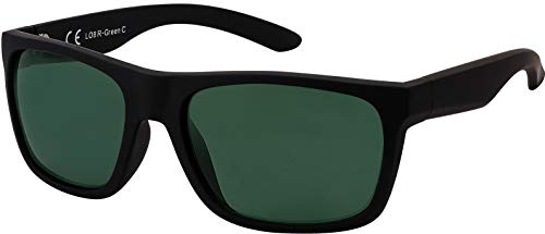 La Optica B.L.M. Herren Sonnenbrille UV400 Männer Sportbrille Fahrradbrille - Gummiert Schwarz (Gläser: Grün Klassisch) von La Optica B.L.M.