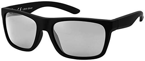 La Optica B.L.M. Herren Sonnenbrille UV400 Männer Sportbrille Fahrradbrille - Gummiert Schwarz (Gläser: Silber verspiegelt) von La Optica B.L.M.