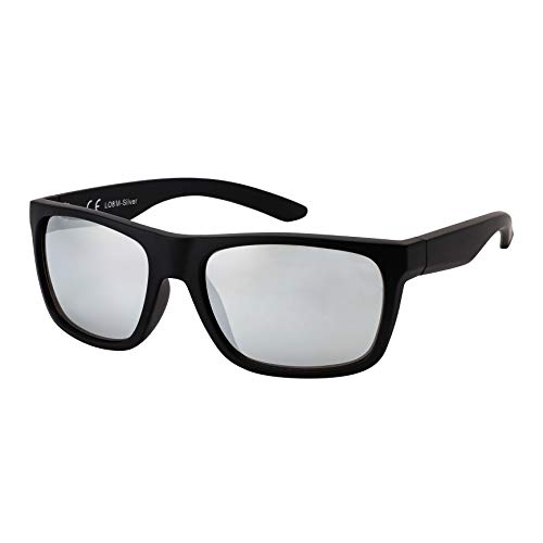 La Optica B.L.M. Herren Sonnenbrille UV400 Männer Sportbrille Fahrradbrille - Matt Schwarz (Gläser: Silber Verspiegelt) von La Optica B.L.M.