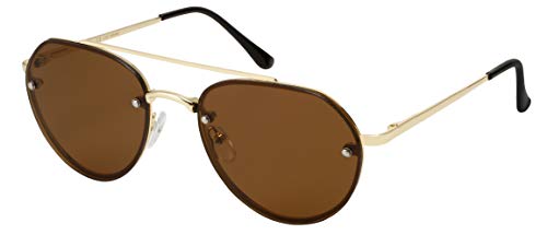 La Optica B.L.M. Sonnenbrille Herren Damen Retro Pilotenbrille Fliegerbrille Gold - Brillenbeutel Brillenputztuch - Gläser Braun von La Optica B.L.M.