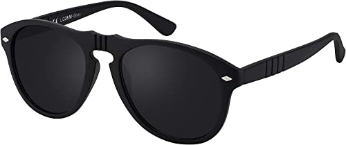 La Optica B.L.M. Sonnenbrille Herren Damen UV400 Fliegerbrille Retro - Matt Schwarz (Gläser: Grau Klassisch) von La Optica B.L.M.