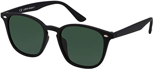 La Optica B.L.M. Sonnenbrille Herren Damen UV400 Leicht Klein Retro - Gummiert Schwarz (Gläser: Grün Klassisch) von La Optica B.L.M.