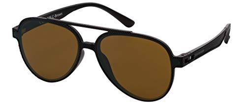 La Optica B.L.M. Sonnenbrille Herren Damen UV400 Retro Pilotenbrille Fliegerbrille - Carbon Optik Braun (Gläser: Braun) von La Optica B.L.M.