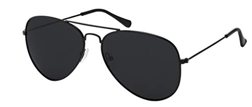 La Optica B.L.M. Sonnenbrille Herren Damen UV400 Retro Pilotenbrille Vintage Fliegerbrille 70er Jahre Groß - Schwarz (Gläser: Grau) von La Optica B.L.M.