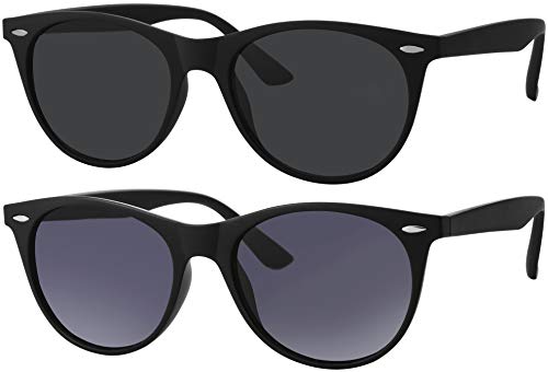 La Optica B.L.M. Sonnenbrille Herren Damen UV400 Rund Oval Retro - 2er Set Matt Schwarz, Gläser: 1 x Grau, 1 x Grau Verlauf La Optica B.L.M. Sonnenbrille Herren Damen UV400 Rund Oval Retro - 2er Set Matt Schwarz, Gläser: 1 x Grau, 1 x Grau Verlauf von La Optica B.L.M.