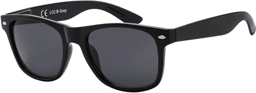 La Optica B.L.M. Sonnenbrille Herren Damen UV400 Schutz Festival JGA Sport Rave - Glänzend Schwarz Gläser Grau von La Optica B.L.M.