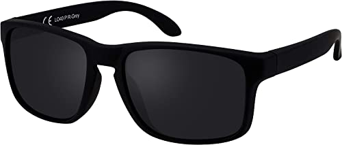 La Optica B.L.M. Sonnenbrille Herren UV400 Retro Sportbrille Fahrradbrille - Gummiert Schwarz (Polarisert Grau) von La Optica B.L.M.