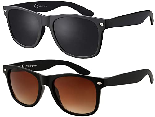La Optica B.L.M. Sonnenbrille Herren Verlaufsglas UV 400 CAT 3 CE Damen Nerd Sport - Matt Schwarz (Gläser: Braun Gradient, Schwarz) von La Optica B.L.M.