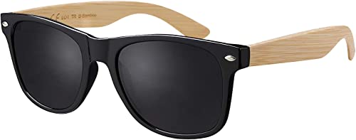 La Optica B.L.M. Sonnenbrille Holz Polarisiert Herren UV 400 CAT 3 CE Damen Nachhaltig - Bambus Holzsonnenbrille (Gläser: Schwarz) von La Optica B.L.M.