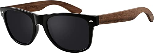 La Optica B.L.M. Sonnenbrille Holz Polarisiert Herren UV 400 CAT 3 CE Nachhaltig - Wallnuss Holzsonnenbrille (Gläser: Schwarz) von La Optica B.L.M.