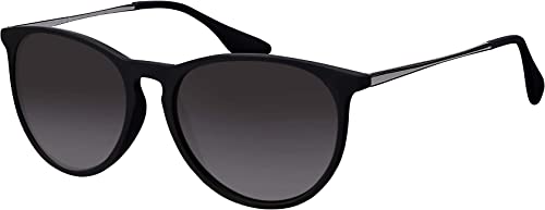 La Optica B.L.M. Sonnenbrille UV 400 Schutz Unisex Damen Herren Vintage Rund Round - Rahmen Schwarz Gummiert (Gläser: Grau Verlaufsglas) von La Optica B.L.M.