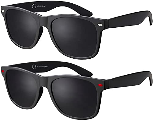 La Optica B.L.M. Herren Sonnenbrille UV400 CAT 3 Damen Unisex Retro Sunglasses Party Festival Set Matt Schwarz (Gläser: Grau Schwarz) von La Optica B.L.M.