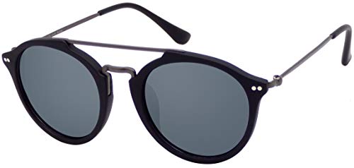 La Optica B.L.M. UV400 CAT 3 Unisex Damen Herren Sonnenbrille Pilot Rund Doppelsteg (Matt Schwarz (Gläser: Grau Polarisiert)) von La Optica B.L.M.