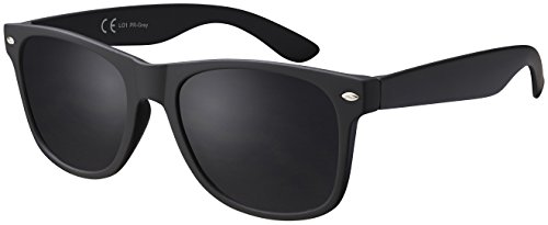 La Optica B.L.M. Sonnenbrille UV 400 Schutz CAT 3 Damen Herren Festival JGA Sport Brille Retro Vintage Party - Gummiert Schwarz (Gläser: Polarisiert Grau) von La Optica B.L.M.