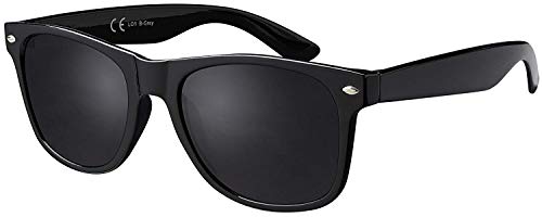 La Optica Original UV400 CAT 3 CE Unisex Sonnenbrille - Farben, Einzel-/Doppelpacks, Verspiegelt, Einzelpack Glänzend Schwarz (Gläser: Grau), 53 von La Optica B.L.M.