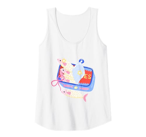Damen Französische Retro-Sardinenkunst Tank Top Damen Französische Retro-Sardinenkunst Tank Top von La Petite Poissonnerie