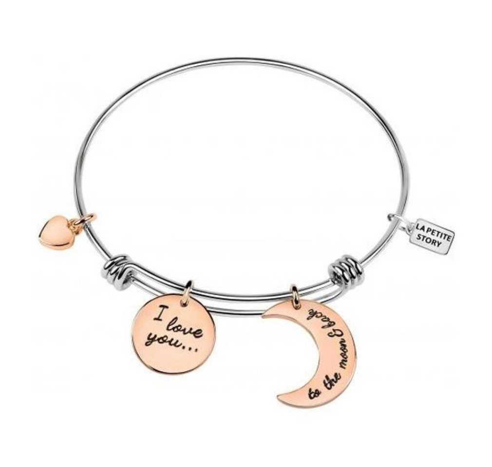 La Petite Story Kette mit Einhänger Steel bracelet with moon with heart LPS05APZ07 von La Petite Story