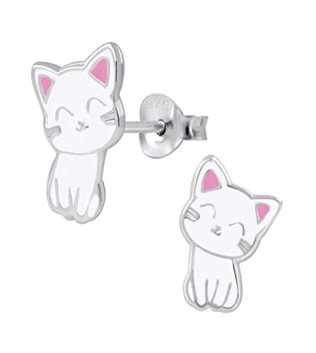 La Rosa Princesa Kawaii Katze Ohrstecker Mädchen 925 Sterling Silber Katzen Ohrringe von La Rosa Princesa