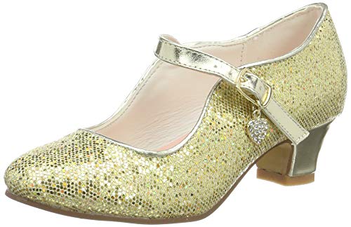 La Senorita Anna Frozen Prinzessinnen Schuhe Gold mit Kleines Herzchen Spanische Flamenco Schuhe, Gold, 31 EU von La Senorita