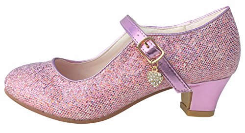 La Senorita ELSA Frozen Prinzessinnen Schuhe Rosa mit Kleines Herzchen Spanische Flamenco Schuhe, Rosa, 35 EU von La Senorita