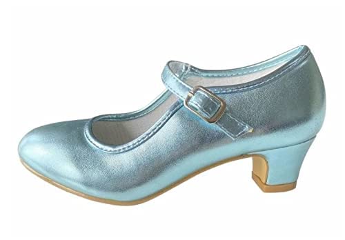 La Senorita ELSA Frozen Prinzessinnen Schuhe leicht Blau metallisch Spanische Flamenco Schuhe für Mädchen von La Senorita