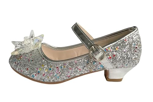 La Senorita ELSA Eisprinzessinnen Schuhe Silber Glitzer mit Schneeflocke für Mädchen von La Senorita