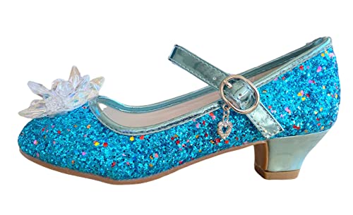 La Senorita ELSA Eisprinzessinnen Schuhe Blau Glitzer mit Schneeflocke für Mädchen von La Senorita