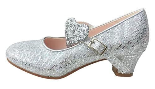 La Senorita Prinzessinnen Schuhe Glitzer ELSA Frozen Spanische Flamenco Schuhe Silber (Größe 35 - Innenmaß 22,5 cm, Silber) von La Senorita