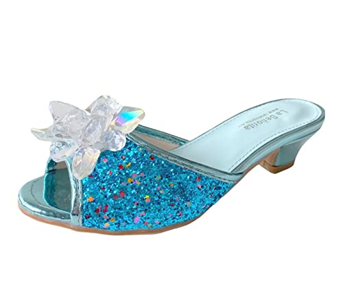 La Señorita Prinzessinnen Slippers Elsa Schuhe Blau Glitzer mit große Schneeflocke (numeric_31) von La Senorita