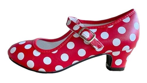 La Senorita Spanische Flamenco Schuhe - Rot Weiß - Größe 37 - Innenmaß 22,5 cm von La Senorita