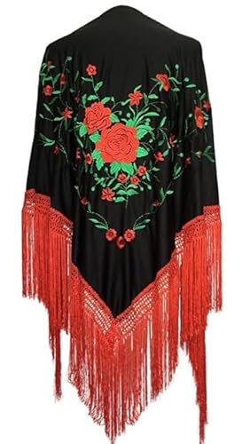 La Senorita Spanischer Manton Tuch Schal bestickt. Flamenco-Tücher für das Fair-, Sevillana- oder Flamenco-Kleid. [160 x 80 cm] Ideale Größe für alle Altersgruppen [Mädchen & Frauen] von La Senorita