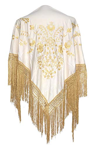 La Senorita Spanischer Manton Tuch Schal bestickt. Flamenco-Tücher für das Fair-, Sevillana- oder Flamenco-Kleid. [160 x 80 cm] Ideale Größe für alle Altersgruppen [Mädchen & Frauen] von La Senorita