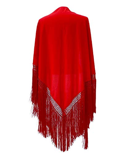 La Senorita Spanischer Manton Tuch Schal Rot einfarbig Größe: Large 190 * 90 cm für Damen von La Senorita