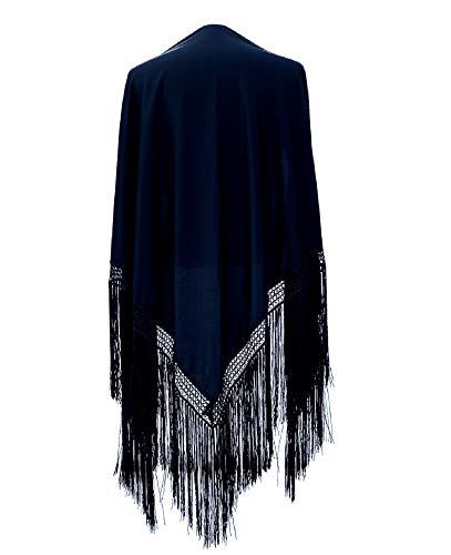 La Senorita Spanischer Manton Tuch Schwarz einfarbig Größe: Large 190 * 90 cm für Damen von La Senorita