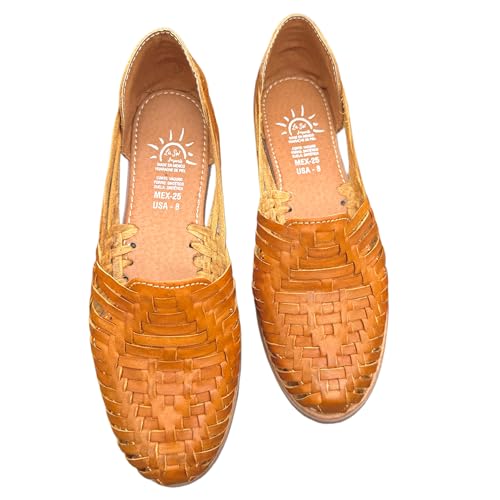 Huaraches Mexicanos para Mujer - Traditionelle mexikanische Chanclas, Guaraches, Sandalias Mexicanas para Women - Bequeme und stilvolle Huarache Sandalen (Style Dom), Braun, 36 EU von La Sol Imports