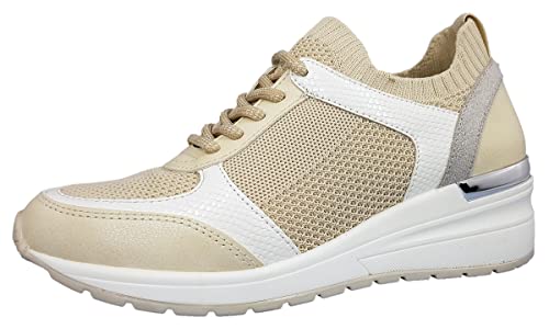 La Strada Damenschuhe Schnürschuhe Sportive Sneaker Beige Freizeit, Schuhgröße:39 EU von La Strada