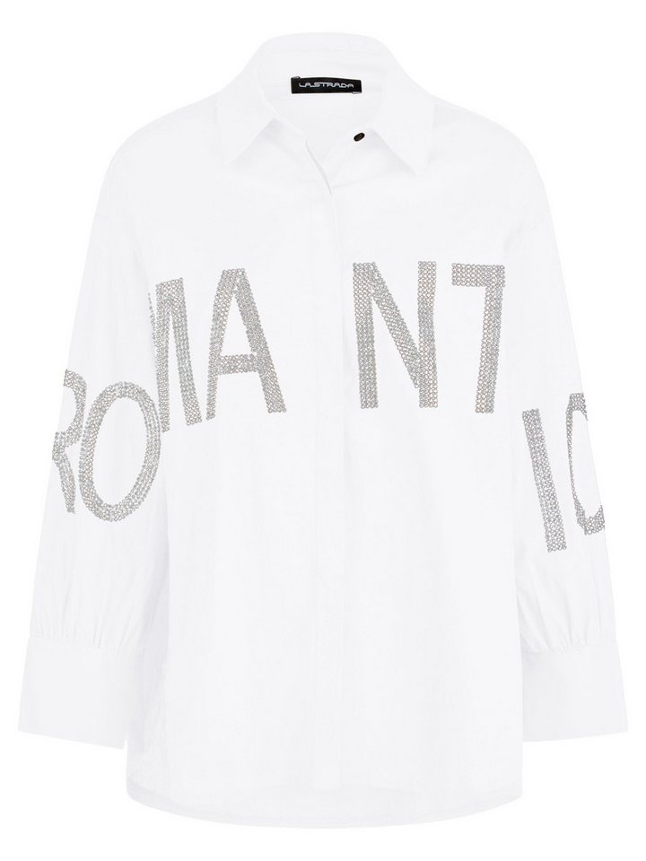 La Strada Langarmbluse Strassschriftzug auf Vorderseite und Ärmeln von La Strada