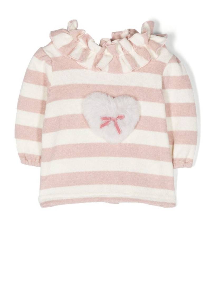 La Stupenderia Gestreifter Pullover mit Rüsche - Rosa von La Stupenderia