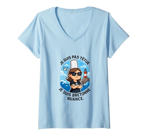 Damen Bretagne Damen Bretonisch Kopf - Humor Lockenwickler Triskell T-Shirt mit V-Ausschnitt Damen Bretagne Damen Bretonisch Kopf - Humor Lockenwickler Triskell T-Shirt mit V-Ausschnitt von La Tribu de l’Hermine Bretonne de la Bretagne