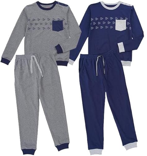 La-V 2 Set Jungen Schlafanzug SET6 Grau-Blau/Größe 128/134 von La-V